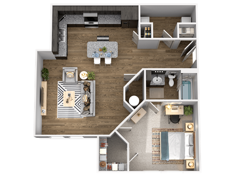 a floor plan of a house with a bedroom and a living room